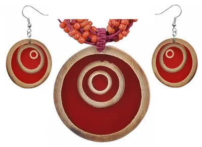 Produktbild von Set aus Hals-Kette und Ohrringen mit Bambus