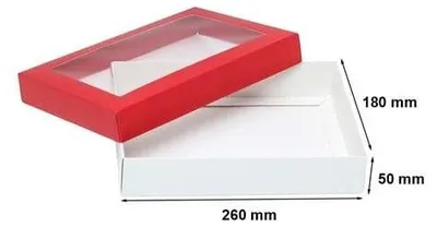 Zdjęcie produktu dla Pudełko Ozdobne Prezentowe Kartonik czerwone 260x180x50mm Z Okienkiem