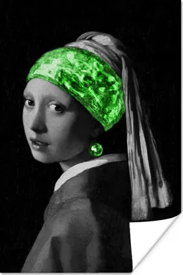 Produktbild von MuchoWow® Poster Das Mädchen mit dem Perlenohrring - Johannes Vermeer - Grün 120x180 cm - Kunstposter