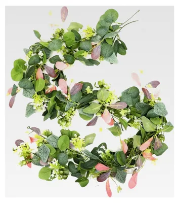 Produktbild von 2 Stück Eukalyptus Blumengirlande Deko, 1,8m Eukalyptus Deko Blumengirlande Tischgirlande für Hochzeitsstrauß, Blume, Heimdekoration