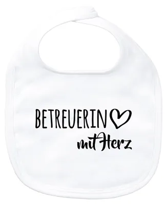 Produktbild von Huuraa Baby Lätzchen Betreuerin mit Herz White Klettverschluss  Baumwolle Latz Geschenkidee