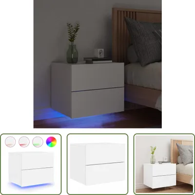Obrázek produktu pro The Living Store Nástěnný noční stolek s LED světly Bílý