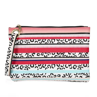 Produktbild von Clutch Damen, Handgelenktasche mit bedruckt, 30 x 20 cm, Blau