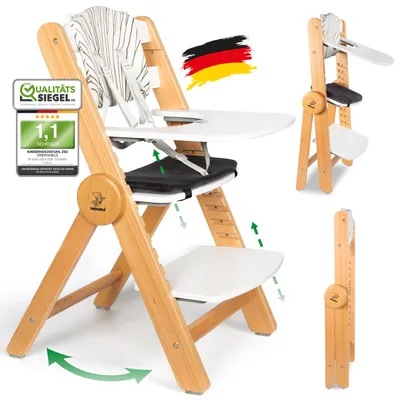 Produktbild von ZWERGHELD® Premium Baby Hochstuhl ZS3 Set - mitwachsend & klappbar - Kinderhochstuhl (Natur)