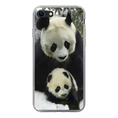 Produktbild von MuchoWow® Handyhülle Schutzhülle Hülle für iPhone SE 2022 Panda - Jungtier - Schnee Silikon Softcase Handy Hülle - Schutzhülle