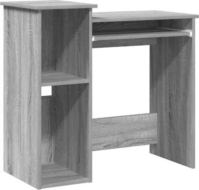 Image de Bureau avec étagères sonoma gris 84x40x78 cm bois d'ingénierie