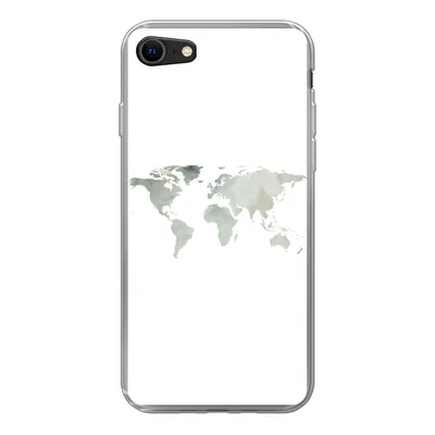 Produktbild von MuchoWow® Handyhülle Schutzhülle Hülle für iPhone 8 Weltkarte - Grün - Grau Silikon Softcase Handy Hülle - Schutzhaube
