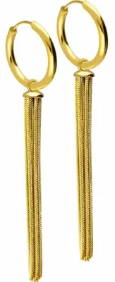 Produktbild von Chirurgenstahl Ohrclicker Creolen QUASTE Gold Innendurchmesser: 14mm + Designstärke: 2mm