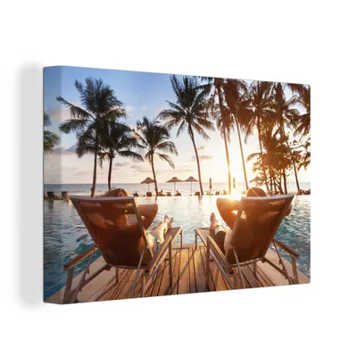 Produktbild von OneMillionCanvasses® - Leinwandbilder - 150x100 cm, Strand - Meer - Palme, Wandbilder Kunstdruck Wanddekoration