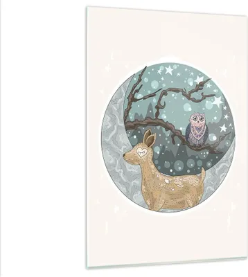 Produktbild von Bilder auf glas - Einteilig - Tiere Nacht Mond Eule - 80x120cm - Glasbilder - Wandbilder - Bilder - zum Aufhängen bereit - Wanddekoration aus Glas - Glas Bilder - Wandbild auf Glas - GPA80x120-2853