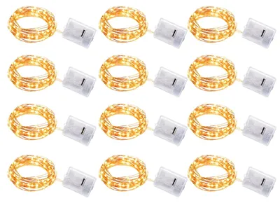 Mini-Lichtkette, 12 Stück, 1 m, warmweiß, 3 Modi, Innen/Außen