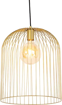 Produktbild von QAZQA - Design Hängelampe I Pendellampe I Pendelleuchte Gold I Messing - Wire Knock I Wohnzimmer I Schlafzimmer - Stahl Länglich I Rund - LED geeignet E27