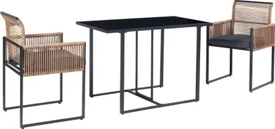 Produktbild von Gartenmöbelset ‘Accadia’ 3-tlg. mit Kissen Seilgeflecht Metallgestell Schwarz/Braun
