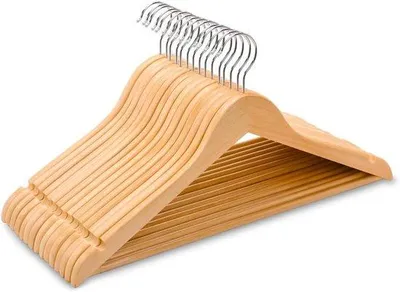 Immagine prodotto di Ibenzoa® Set di 10 appendiabiti in legno massello, con gancio girevole e scanalature antiscivolo – robusti e funzionali