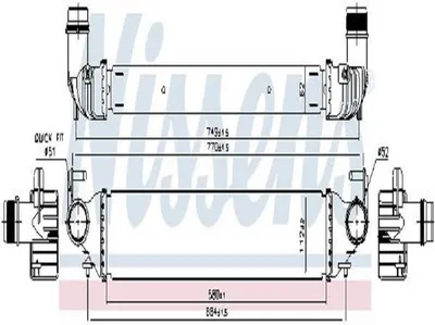 Produktbild von Nissens Ladeluftkühler 580x112x62mm, passend für Fiat 500X und Jeep Renegade
