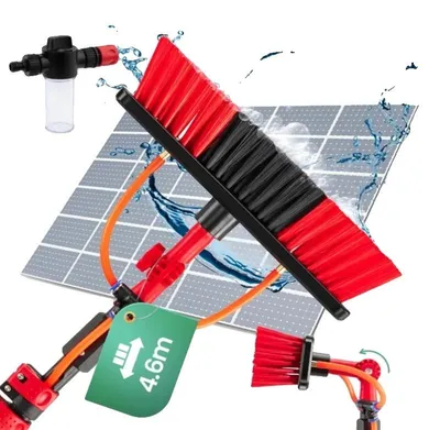 Imagen del producto de Herramienta para la limpieza de ventanas, diseño telescópico, cepillo con suministro de agua, color rojo
