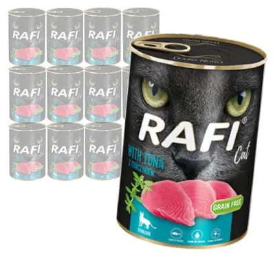 Zdjęcie produktu dla Mokra Karma dla Kotów Sterylizowanych Rafi Cat Adult z Tuńczykiem Puszka Zestaw 12 x 400 g