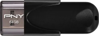 Obrázok produktu pre PNY Attaché 4 2.0 64GB, 64 GB, USB Typ-A, 2.0, 25 MB/s, Čiapky, Čierna