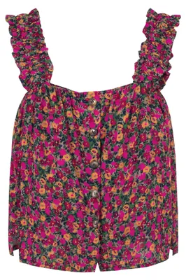 Produktbild von Rosa Damen Top XL mit eckigem Ausschnitt und Knöpfen an Trägern