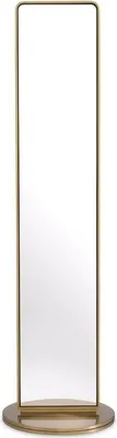 Produktbild von Casa Padrino Luxus Standspiegel Messing Ø 55 x H. 200 cm - Freistehender drehbarer doppelseitiger Edelstahl Standspiegel - Schlafzimmer Spiegel - Schlafzimmer Möbel - Luxus Qualität