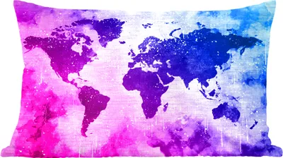 Produktbild von MuchoWow® Zierkissen Sofakissen Wohnzimmer Dekokissen 50x30 cm Weltkarte - Rosa - Lila - Wohnzimmerdekoration - Polster mit Photo