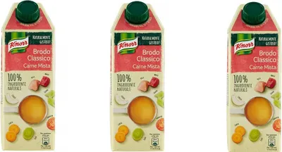 Produktbild von 3x Knorr Brodo Carne Mista Brühe mit Fleisch 100% natürliche Zutaten Gluten-frei 750ml