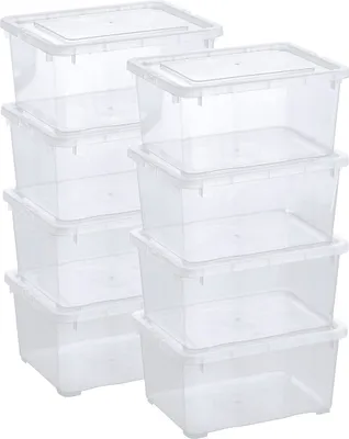 Produktbild von Aufbewahrungsbox – Kleine Klarsichtboxen mit Deckel, 1,7 L, 8er Set, transparent, stapelbar, ideale Organizer-Boxen mit Belüftung