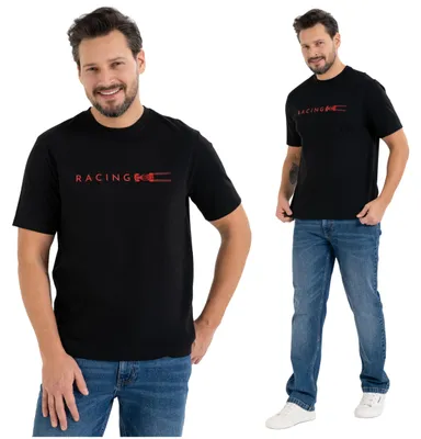 Productafbeelding van T-shirt – heren T-shirt, maat L – T-shirt met korte mouwen, zwart – katoenen T-shirt – sportief T-shirt