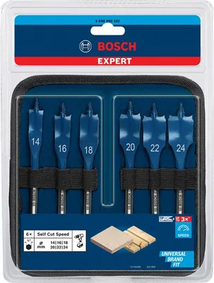 Produktbild von EXPERT Self Cut Speed Flachfräsbohrer, Set, 14-24mm, 6-tlg.