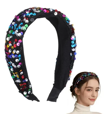 Produktbild von Haarband für Damen, mit Pailletten – Elegantes Haarschmuck-Accessoire – Ideal für Partys – Bunte Haarband – Perfekt für Hochzeiten – Weich und glänzend