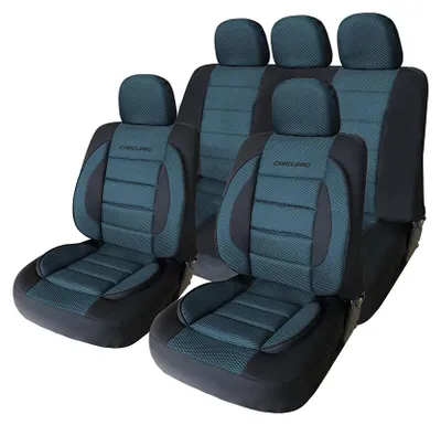 Produktbild von Universelle Autositzbezüge – PREMIUM – Schwarz/Blau – Sitzbezug für das Auto – Komplettset – Sitzbezug-Set