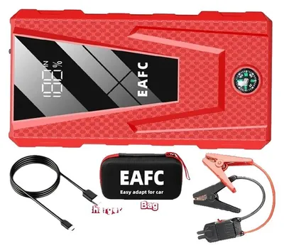 Obrázek produktu pro Pomoc při startování automobilu, špičkový proud 1200 A, nabíjení přes USB, červený Smart s taškou