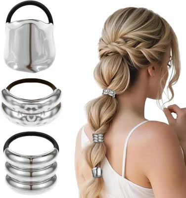 Immagine prodotto di 3 elastici per code di cavallo, fasce elastiche nere per capelli, ideali per donne e ragazze, accessori per capelli adatti a capelli spessi, sottili e ricci