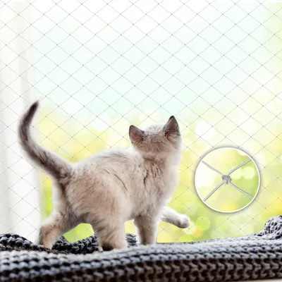 Produktbild von Fiqops Katzennetz Sonstiges Katzenzubehör Balkonnetz Katzen-Vogelnetzen Befestigung Katzenschutznetz 3x8m