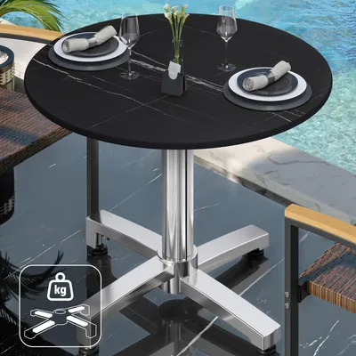 Produktbild von CPBC | HPL Bistro Tisch | Ø:H 60 x 78 cm | Schwarz Marmor / Aluminium | Zusatzgewicht | Rund | Bistrotisch Gastro Tisch