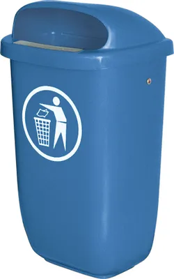 Produktbild von Abfallbehälter für den Außenbereich, 50 Liter, nach DIN 30713, Farbe: blau