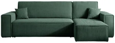 Produktbild von Selsey Scarlo - Ecksofa mit Schlaffunktion, Stauraum und Cordbezug, dunkelgrün