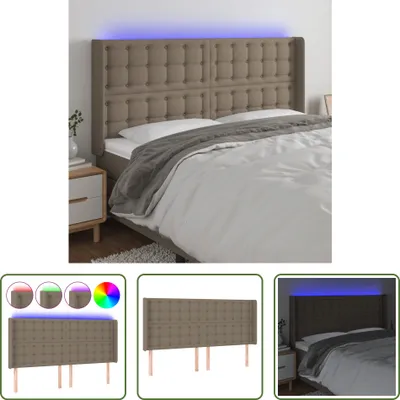Immagine prodotto di The Living Store Testiera LED taupe 203x16x118/128 cm in tessuto