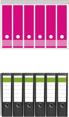 Produktbild von Wallario 6 Stück breite Ordner inkl. Klebeetiketten mit Motive Pink -  Set mit Rückenschildern / Ordnerrücken Stickern