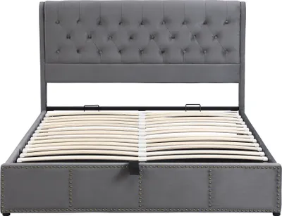 Produktbild von Flieks Polsterbett 180x200cm mit Lattenrost, Hydraulisches Boxspringbett mit Bettkasen und Kopfteil, Stauraumbett Funktionsbett Doppelbett Samt