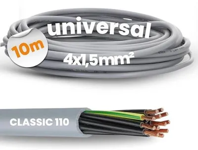 Productafbeelding van 10 meter PVC besturingskabel 4 x 1,5 mm² met groen-gele beschermgeleider