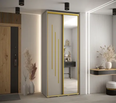Produktbild von Kleiderschrank INDIRA 9 - 120/45 cm, Kaschmir/Gold