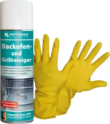 Produktbild von HOTREGA Backofen und Grillreiniger 300 ml SET + NITRAS Handschuhe Gr. 10