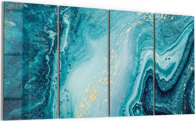 Produktbild von DEQORI Glasbild Echtglas 4x30x60 cm 'Meer aus Marmor' Wandbilder XXL groß