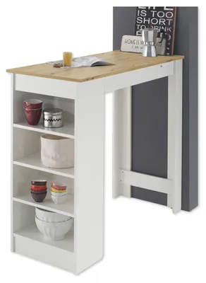 Immagine prodotto di Tavolino da bar >Rosalyn< in rovere Artisan bianco - 115x103x50 cm (LxAxP)