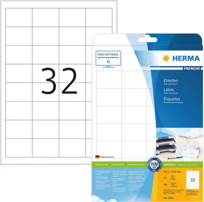 Produktbild von Etiketten weiß 48,3x33,8mm Premium A4 VE=32x800 Stück