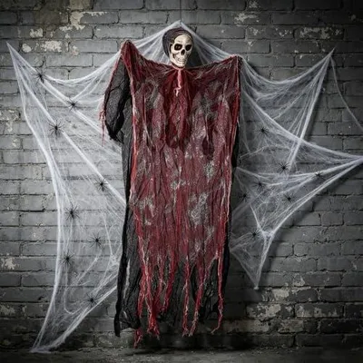 Zdjęcie produktu dla Szkielet halloween dekoracja straszna do domu czaszka pajęczyna