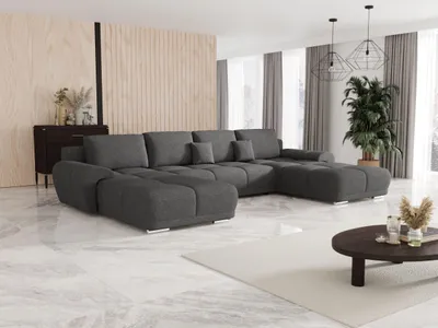 Produktbild von BEDANTE Ecksofa BEGA U ARAGON 93 Grau mit Schlaffunktion U-Form Sofa mit Stauraum Bettkasten Wohnzimmersofa Couch Sofa Bettsofa Bettkasten Bettcouch
