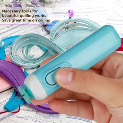 Obrázek produktu pro Elektrické štěrbinové papírové řemeslo quilling nástroj origami navíječ ocelové curling pero DIY (modrá)