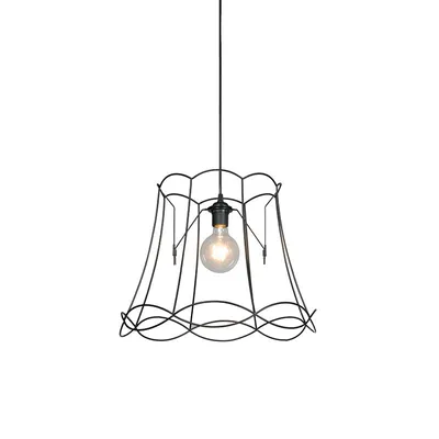 Produktbild von QAZQA - Retro Retro Pendelleuchte I Esstisch I Esszimmer I Pendellampe I Hängelampe I Pendellampe I Pendelleuchte I Lampe I Leuchte schwarz 45 cm - Granny Retro Frame I Wohnzimmer I Schlafzimmer - Sta